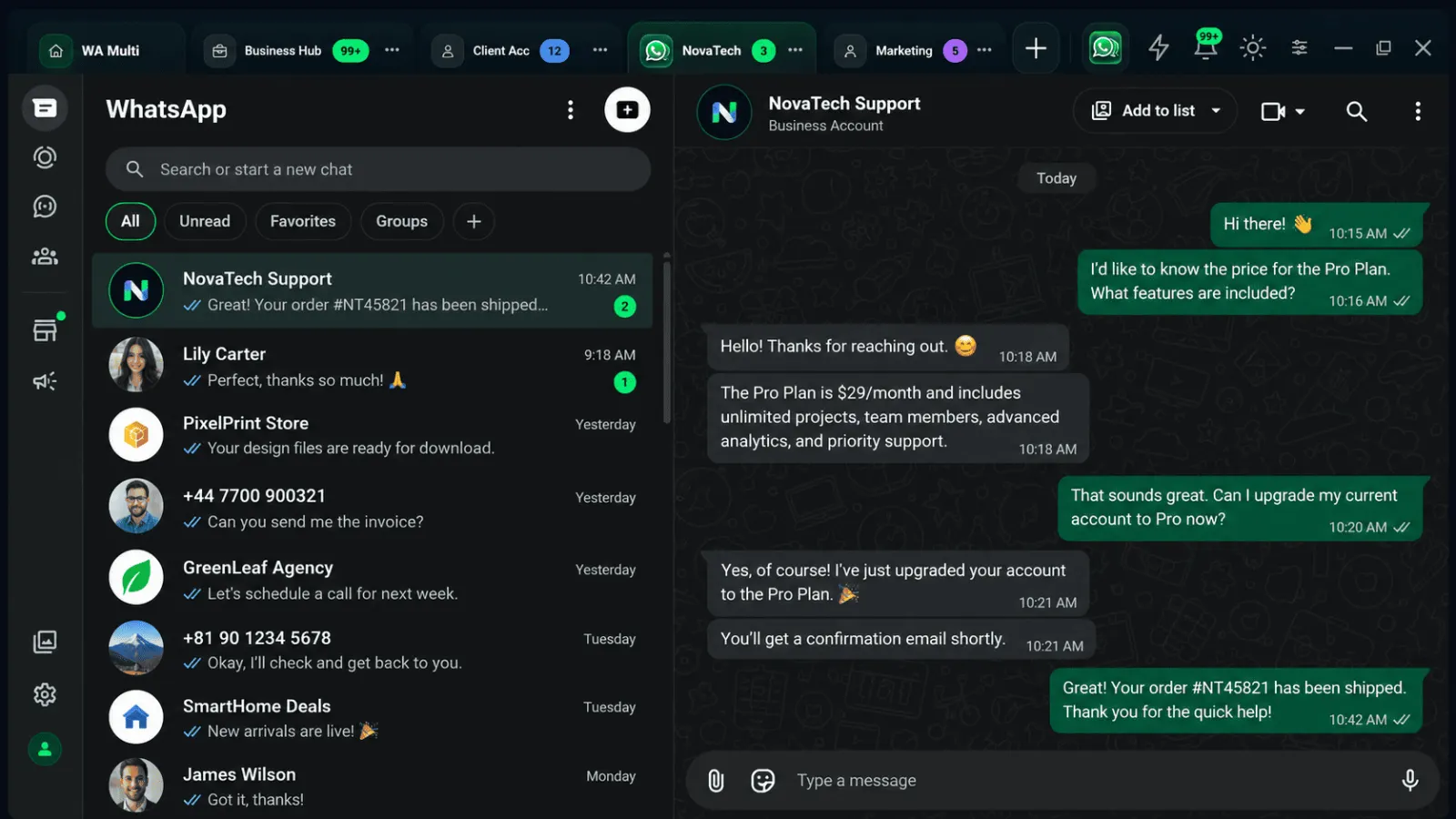 WA Multi desktop interface